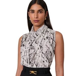 Ann Taylor Black & White Snake-Print Top Size S
